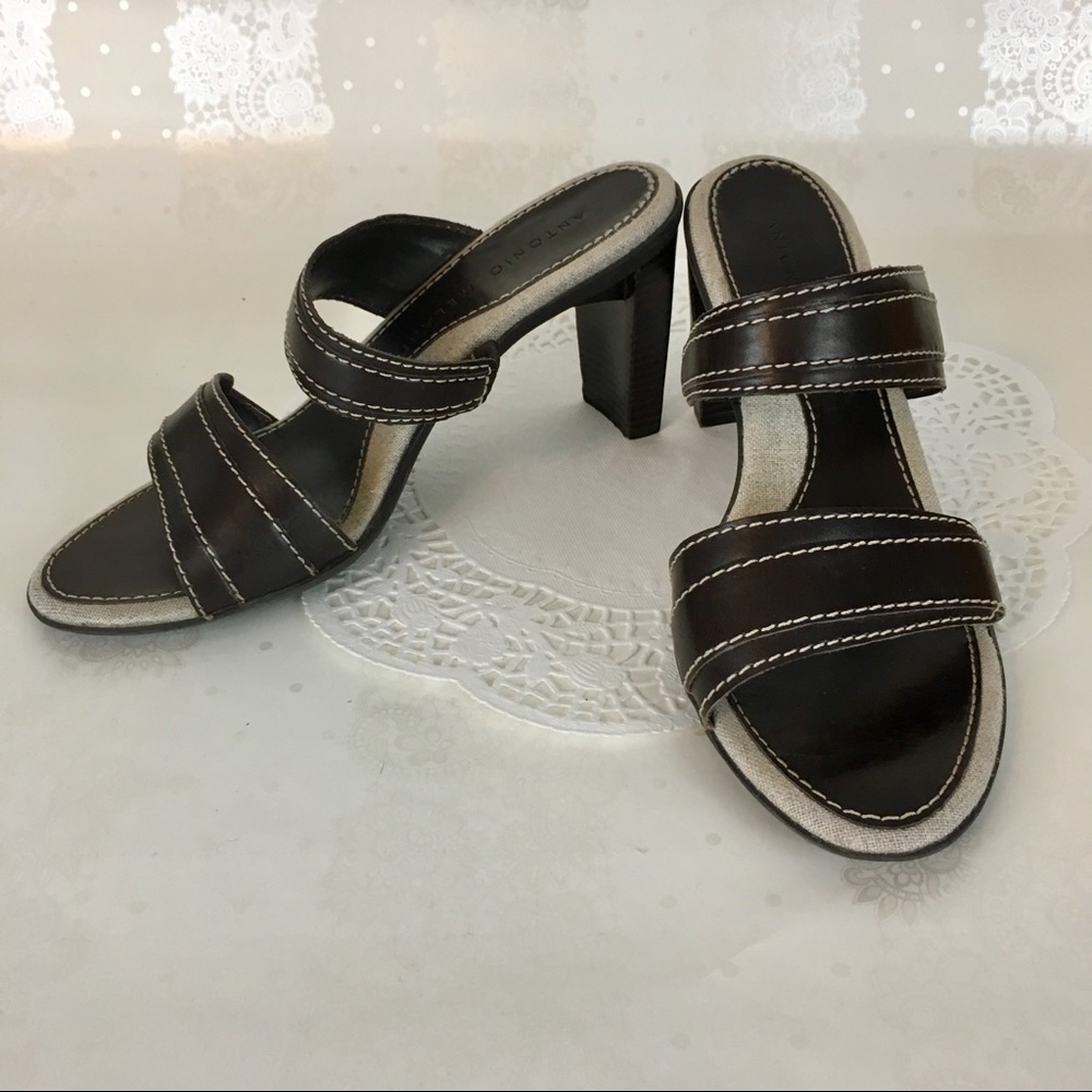 Antonio Melani Block Heel Slide Sandals Size 9